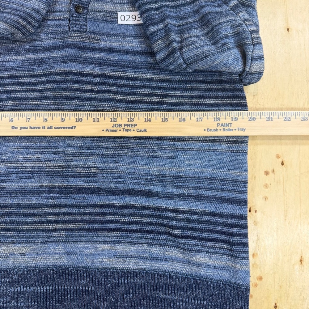 Lucky Brand Mens Medium Space Dye Striped Henley Sweater Blue Cotton Knit - Picture 4 of 5